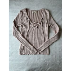 Hollister Y2K Blush Lace-Up Sweater – Women’s Size M